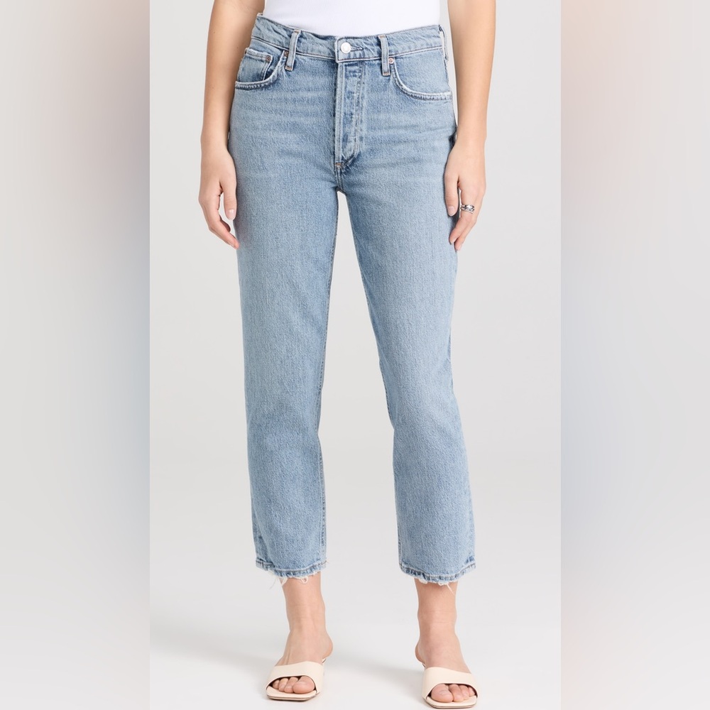 AGOLDE Riley Crop High Rise Straight Crop Jeans- Hassle Wash